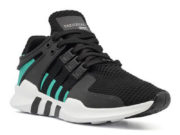 Adidas EQT Running Support 93 черные с зеленым - фото спереди