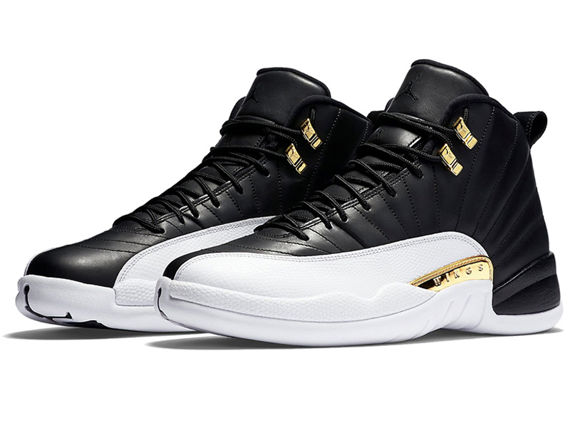 Кроссовки Nike Air Jordan 12 мужские черно-белые с золотым