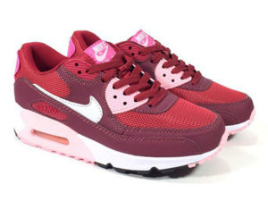 Кроссовки Nike Air Max 90 красные с бордовым женские - фото спереди