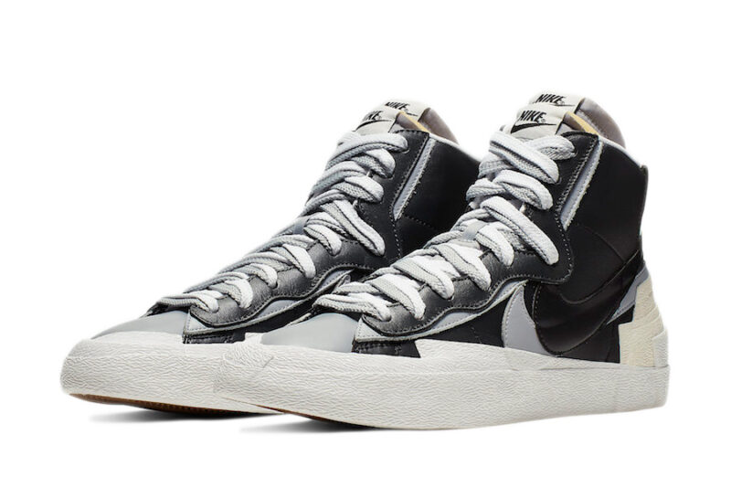 Nike Sacai Blazer Mid черные белые серые (40-44)