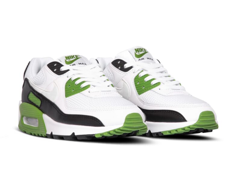 Nike Air Max 90 серо-белые с зеленым (40-44)