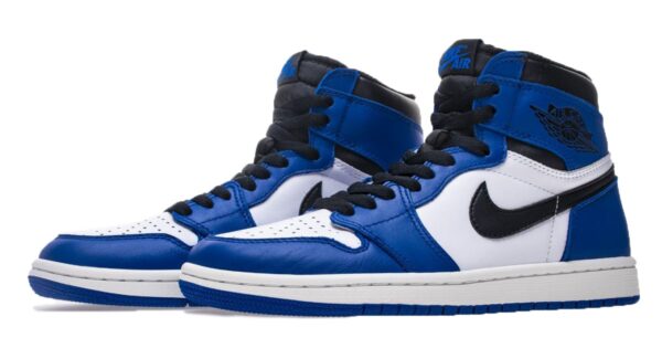 Nike Air Jordan 1 High Game Royal синие с белым кожаные мужские (40-44)