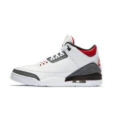 Nike Air Jordan 3 Denim se Fire Red бело-серые с красным кожаные мужские (40-44)