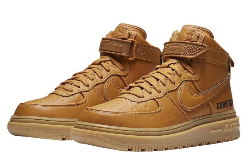 Зимние Nike Air Force 1 GTX Boot Flax с мехом коричневые кожаные мужские (40-44)